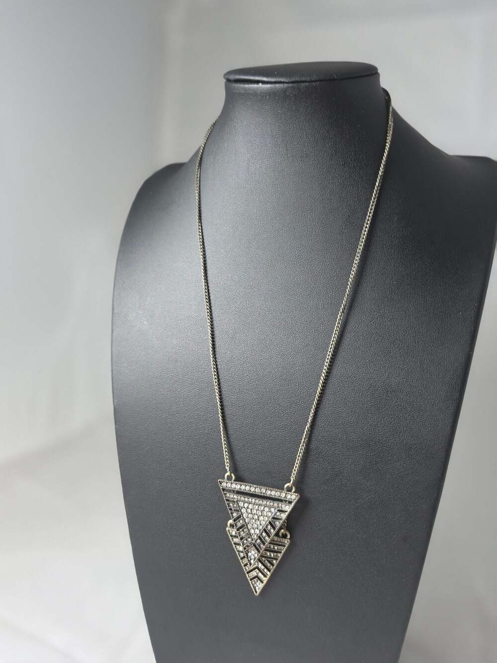 Paparazzi Ancient Arrow Silver-Tone Geometric Triangle Pendant Necklace